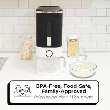 Dizpent 26.4 Lbs Rice Dispenser Countertop With Measuring Cup, Sealed Rice Storage Container, Moisture-proof Rice Container For Fresh Grains In Your Kitchen Pantry Bpa-free Grain Dispenser