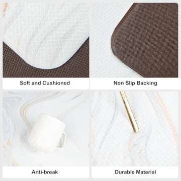 Luxury White Marble Kitchen Mat for Comfort and Style