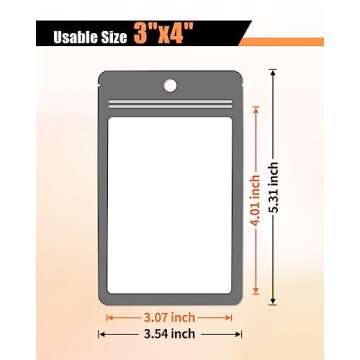 Colemoly Black Resealable Bags Holographic Bags Packaging Bags 300 PCS with Clear Window for Food St...