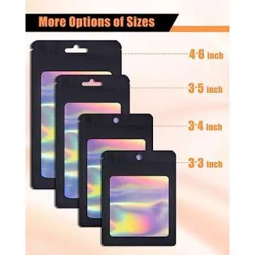 Colemoly Black Holographic Resealable Bags 300 PCS