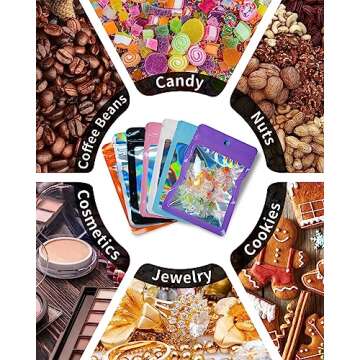 Colemoly Black Resealable Bags Holographic Bags Packaging Bags 300 PCS with Clear Window for Food Storage Jewelry Supplies Small Business (Outer Size 3.54x5.31 Inch/Inner Size 3x4 Inch)