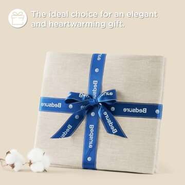 Bedsure Linen Sheets - King Size Sheets Set, Blend from Linen Cotton Bedsheets, Breathable & Soft, Gifts for All Seasons, 4 Pieces, Linen