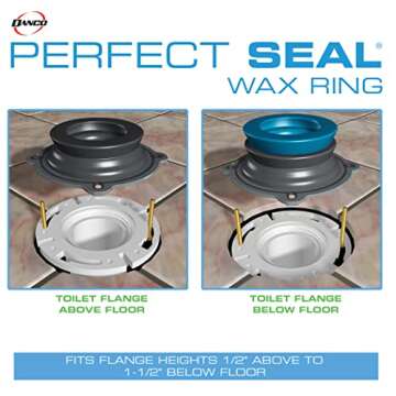 Danco 10879 One Toilet Perfect Seal Wax Ring & Zero Cut, Mess Install, Complete Kit Includes Bolts a...