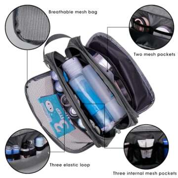 Toiletry Bag for Men Hanging Dopp Kit Water Resistant Shaving Bag Small Toiletry Bag for Traveling (Denim Grey)
