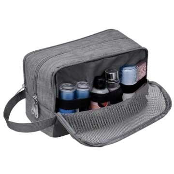 Toiletry Bag for Men Hanging Dopp Kit Water Resistant Shaving Bag Small Toiletry Bag for Traveling (Denim Grey)