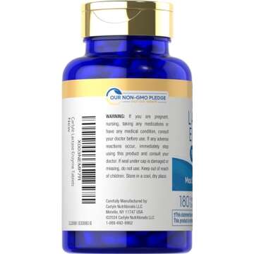 Carlyle Lactase Enzyme Pills 9000 FCC | 180 Tablets | Fast Acting Dairy Relief Supplement | Max Strength Support | Non-GMO, Gluten Free