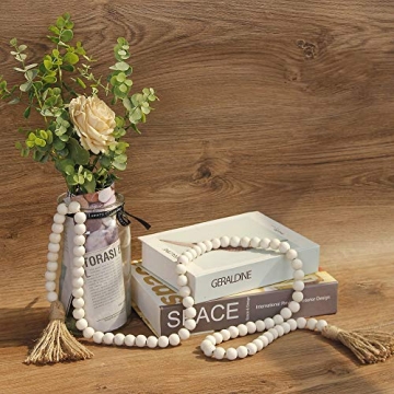 Rustic Wood Bead Garland Farmhouse Boho Decor 58in