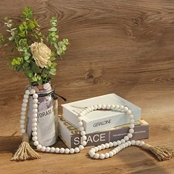 Rustic Wood Bead Garland Farmhouse Boho Decor 58in