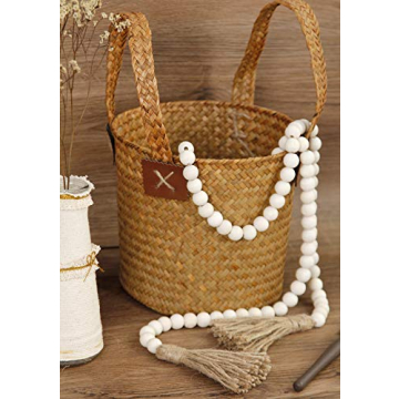 Rustic Wood Bead Garland Farmhouse Boho Decor 58in