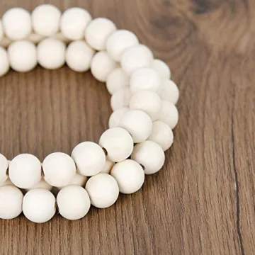 Rustic Wood Bead Garland Farmhouse Boho Decor 58in