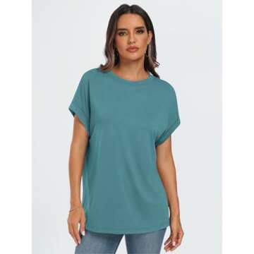 AUTOMET Womens Tops Oversized Business Casual Shirts Loose Fit Short Sleeve Tshirts Summer Clothes F...