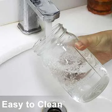 Mason 32oz Reusable Glass Cups with Bamboo Lids & Silver Straws, 4 Pack, Wide Mouth Smoothie Cups for Iced Coffee Travel Bottle, BPA Free