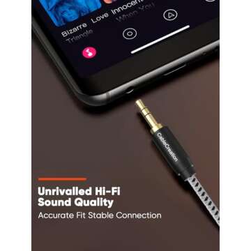 CableCreation Aux Cable (6FT/1.8M), 3.5mm Audio Cable Male to Male, 1/8 inch Auxiliary Stereo Jack Cord for Headphone, Phone, Car Stereos, Speaker and More(with Aux Port)