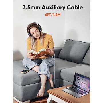 CableCreation Aux Cable (6FT/1.8M), 3.5mm Audio Cable Male to Male, 1/8 inch Auxiliary Stereo Jack Cord for Headphone, Phone, Car Stereos, Speaker and More(with Aux Port)