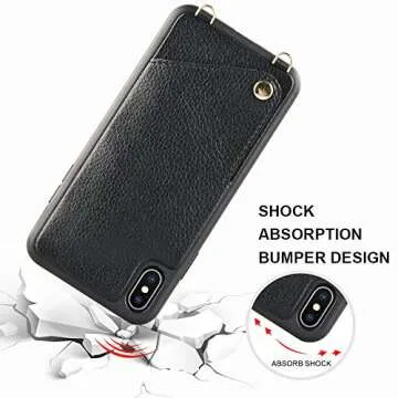 JLFCH iPhone XS Max Wallet Case with Crossbody Strap