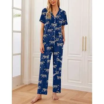 Ekouaer Women's Soft Button Down Pajama Set for Comfort