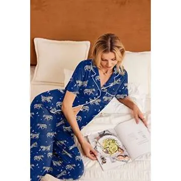 Ekouaer Women's Soft Button Down Pajama Set for Comfort