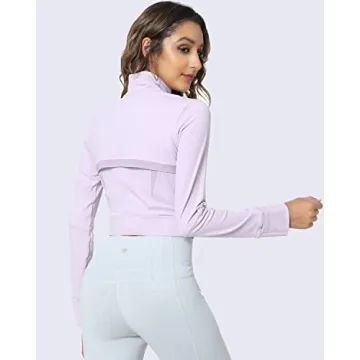 Stylish Women's Cropped Full Zip Athletic Jacket in Fair Orchid