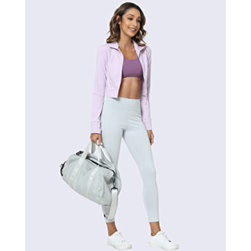 Stylish Women's Cropped Full Zip Athletic Jacket in Fair Orchid