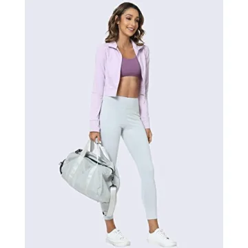 Stylish Women's Cropped Full Zip Athletic Jacket in Fair Orchid
