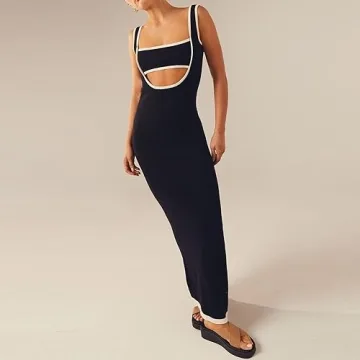 Chic Backless Knit Maxi Dress for Trendy Summer Style