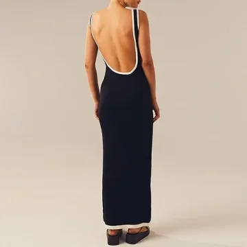 Chic Backless Knit Maxi Dress for Trendy Summer Style