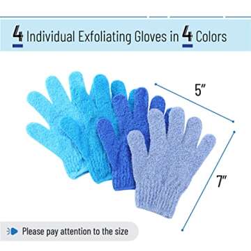 Slick- Exfoliating Gloves, 4 Pcs, Skin Exfoliator for Body, Shower Gloves, Scrub Gloves Exfoliating,...