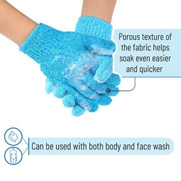 Slick- Exfoliating Gloves, 4 Pcs, Skin Exfoliator for Body, Shower Gloves, Scrub Gloves Exfoliating, Exfoliating Body Scrub Gloves, Loofah Glove, Exfoliation Mitt, Bath Gloves