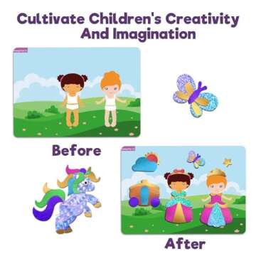 Yazhiji Foil Art Craft Kits for Kids Unicorns Princess Mess -Free Fun Activity Set for Child,DIY Pri...