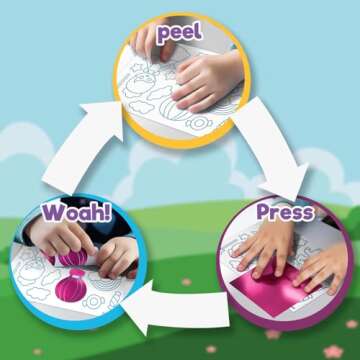 Yazhiji Foil Art Craft Kits for Kids Unicorns Princess Mess -Free Fun Activity Set for Child,DIY Printing Craft Kits, Gifts for Ages 4 5 6 7 8 9 10 11 12 Party Supplier Toys for Boys Girls