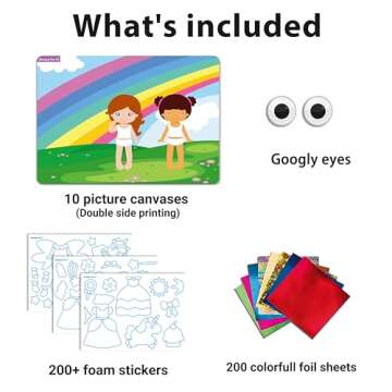 Yazhiji Foil Art Craft Kits for Kids Unicorns Princess Mess -Free Fun Activity Set for Child,DIY Printing Craft Kits, Gifts for Ages 4 5 6 7 8 9 10 11 12 Party Supplier Toys for Boys Girls