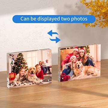 NIUBEE Acrylic Picture Frame 5x7, 20% Thicker Block Clear Double Sided Photo Display