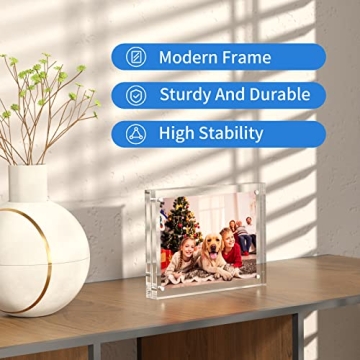 NIUBEE Acrylic Picture Frame 5x7, 20% Thicker Block Clear Double Sided Photo Display