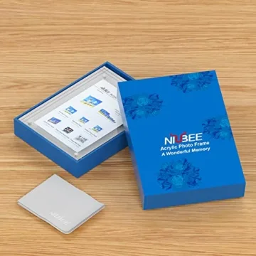 NIUBEE Acrylic Picture Frame 5x7, 20% Thicker Block Clear Double Sided Photo Display