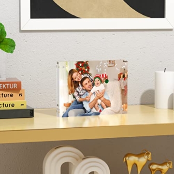 NIUBEE Acrylic Picture Frame 5x7, 20% Thicker Block Clear Double Sided Photo Display