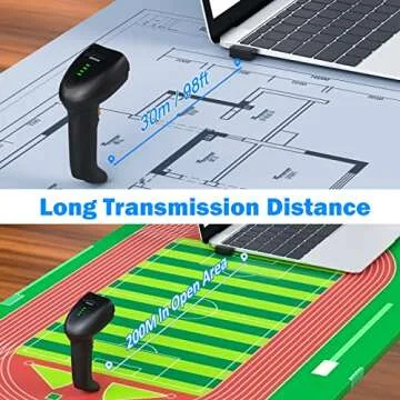 Symcode Bluetooth Wireless Barcode Scanner with Auto-Sensing Stand,Putting on Stand to Scan Automatically Sense Scanning 2D QR Bluetooth Barcode Scanner with Battery Level Indicator More-to-one Mode