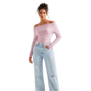 SUUKSESS Women Long Sleeve Off Shoulder Tops Stylish Blouse