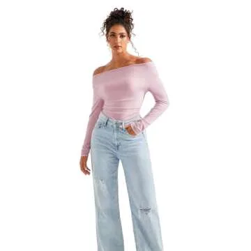 SUUKSESS Women Long Sleeve Off Shoulder Tops Stylish Blouse