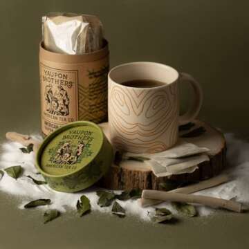 Yaupon Brothers American Green Yaupon Tea - 16 Eco-Friendly Organic Green Tea Bags Crafted from Antioxidant Rich Yaupon Organic Leaves - Caffeinated in Fiber Bags