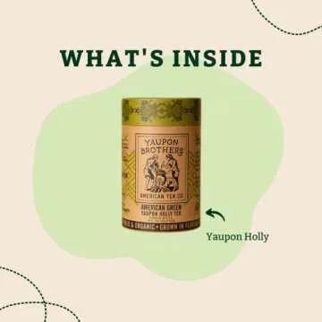 Yaupon Brothers American Green Yaupon Tea - 16 Eco-Friendly Organic Green Tea Bags Crafted from Antioxidant Rich Yaupon Organic Leaves - Caffeinated in Fiber Bags