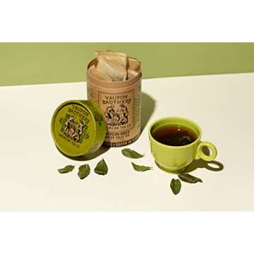 Yaupon Brothers American Green Yaupon Tea - 16 Eco-Friendly Organic Green Tea Bags Crafted from Antioxidant Rich Yaupon Organic Leaves - Caffeinated in Fiber Bags