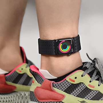 Tefeca Black Mesh Lycra Breathable Sport Loop Armband/Ankle Band Compatible with Apple Watch Ultra/Ultra2 49mm, Series 10 46mm, Series 9/8/7 45mm,SE2/SE/6/5/4 44mm(M/L for 42mm/41mm/40mm)