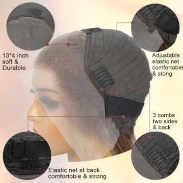 Highlight Lace Front Wig Human Hair Ombre Body Wave Human Hair Wig 13x4 HD Lace Closure Wigs Pre Plucked with Baby Hair 4/27 Balayage Human Hair Wigs 220% Density for Women 28 Inch