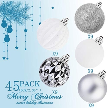 Stunning 45Pcs Glitter Christmas Balls Set for Holiday Decor