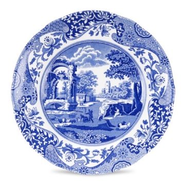 Elegant Spode Blue Italian Salad Plates Set of 4, 7.25” Fine Earthenware for Timeless Dining