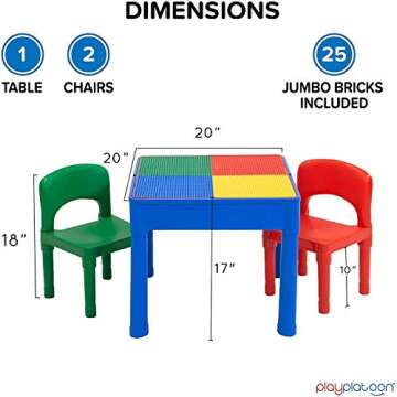 Play Platoon 5 in 1 Kids Activity Table and Chair Set for Toddlers, Building Block, Craft & Sensory ...
