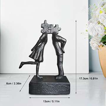 Jalunth Iron Sculpture Home Decor - Art Metal Statue Abstract Modern Accents Home Decoration Love Figurine 1 6 26th 40th 50th Year Wedding for Couple Her Wife Girlfriend Valentine