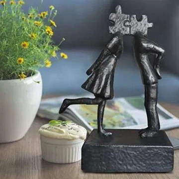 Jalunth Iron Sculpture Home Decor - Art Metal Statue Abstract Modern Accents Home Decoration Love Figurine 1 6 26th 40th 50th Year Wedding for Couple Her Wife Girlfriend Valentine