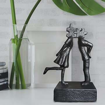 Jalunth Iron Sculpture Home Decor - Art Metal Statue Abstract Modern Accents Home Decoration Love Figurine 1 6 26th 40th 50th Year Wedding for Couple Her Wife Girlfriend Valentine