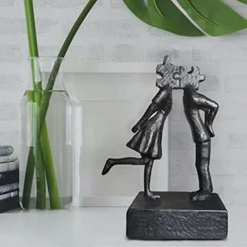 Jalunth Iron Sculpture Home Decor - Art Metal Statue Abstract Modern Accents Home Decoration Love Figurine 1 6 26th 40th 50th Year Wedding for Couple Her Wife Girlfriend Valentine